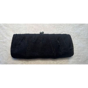 Kate Landry Kiss Lock Evening Clutch Black Shimmer Brand New w/tag